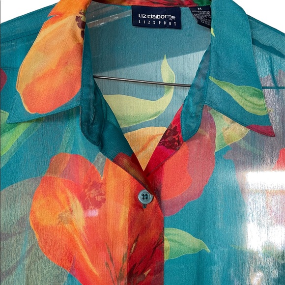 Sheer Floral Liz Claiborne Blouse - Picture 2 of 4